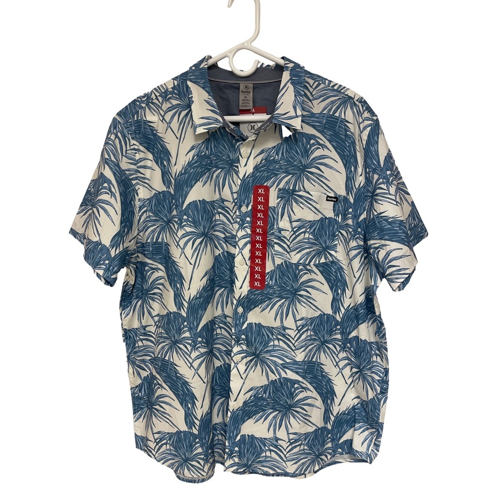 Hurley NWT❗️Patio Hawaiian Shirt Men's XL White and Blue